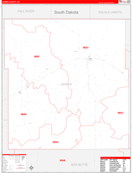 Dawes County, NE Wall Map Zip Code Red Line Style 2023