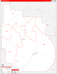Dawson County, MT Wall Map Zip Code Red Line Style 2026