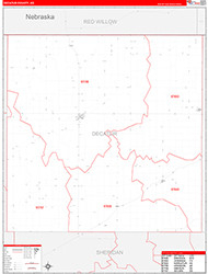 Decatur County, KS Wall Map Zip Code Red Line Style 2026
