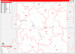 Delaware County, IA Wall Map Zip Code Red Line Style 2026