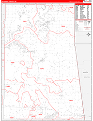 Delaware County, OK Wall Map Zip Code Red Line Style 2026