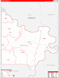 Doniphan County, KS Wall Map Zip Code Red Line Style 2026