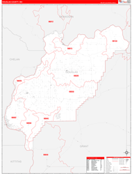 Douglas County, WA Wall Map Zip Code Red Line Style 2024