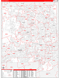 DuPage County, IL Wall Map Zip Code Red Line Style 2026