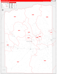 Duchesne County, UT Wall Map Zip Code Red Line Style 2023