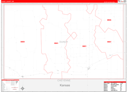 Dundy County, NE Wall Map Zip Code Red Line Style 2024
