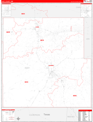 Eddy County, NM Wall Map Zip Code Red Line Style 2024