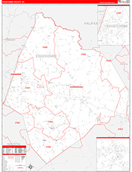 Edgecombe County, NC Wall Map Zip Code Red Line Style 2026