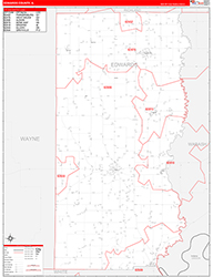 Edwards County, IL Wall Map Zip Code Red Line Style 2026