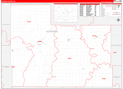 Edwards County, KS Wall Map Zip Code Red Line Style 2026