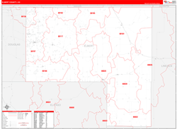Elbert County, CO Wall Map Zip Code Red Line Style 2024