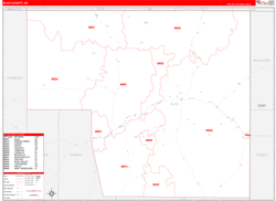 Elko County, NV Wall Map Zip Code Red Line Style 2024