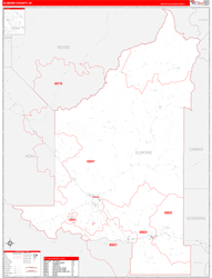 Elmore County, ID Wall Map Zip Code Red Line Style 2024