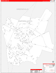 Emporia County, VA Wall Map Zip Code Red Line Style 2026