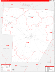 Fayette County, OH Wall Map Zip Code Red Line Style 2024