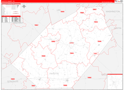 Fayette County, TX Wall Map Zip Code Red Line Style 2024