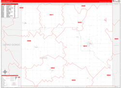 Floyd County, IA Wall Map Zip Code Red Line Style 2024