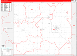 Floyd County, IA Wall Map Zip Code Red Line Style 2026