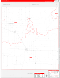 Floyd County, TX Wall Map Zip Code Red Line Style 2023