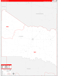 Foard County, TX Wall Map Zip Code Red Line Style 2024