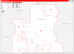 Franklin County, ID Wall Map Zip Code Red Line Style 2026