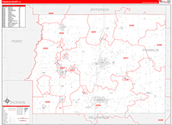 Franklin County, IL Wall Map Zip Code Red Line Style 2026