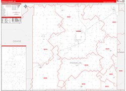Franklin County, KS Wall Map Zip Code Red Line Style 2026
