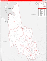 Franklin County, ME Wall Map Zip Code Red Line Style 2026