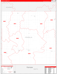 Franklin County, NE Wall Map Zip Code Red Line Style 2023
