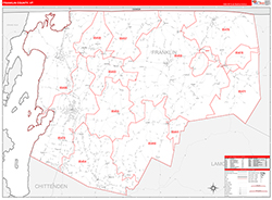 Franklin County, VT Wall Map Zip Code Red Line Style 2026