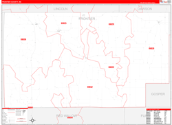 Frontier County, NE Wall Map Zip Code Red Line Style 2024