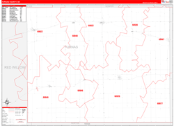 Furnas County, NE Wall Map Zip Code Red Line Style 2023