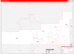 Garfield County, CO Wall Map Zip Code Red Line Style 2024