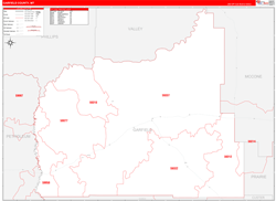 Garfield County, MT Wall Map Zip Code Red Line Style 2023