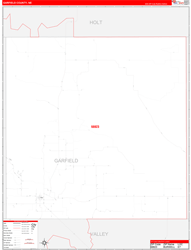 Garfield County, NE Wall Map Zip Code Red Line Style 2023