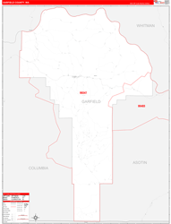 Garfield County, WA Wall Map Zip Code Red Line Style 2024