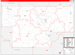 Garvin County, OK Wall Map Zip Code Red Line Style 2026