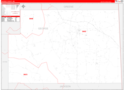 George County, MS Wall Map Zip Code Red Line Style 2024