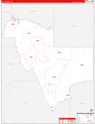 Gila County, AZ Wall Map Zip Code Red Line Style 2024