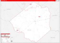 Goliad County, TX Wall Map Zip Code Red Line Style 2024