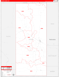 Goshen County, WY Wall Map Zip Code Red Line Style 2024