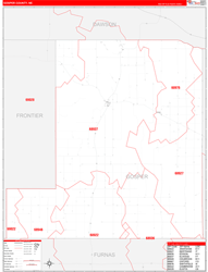 Gosper County, NE Wall Map Zip Code Red Line Style 2023