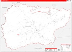 Graham County, NC Wall Map Zip Code Red Line Style 2026