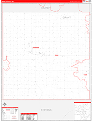 Grant County, KS Wall Map Zip Code Red Line Style 2026