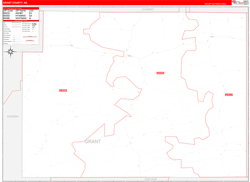 Grant County, NE Wall Map Zip Code Red Line Style 2023