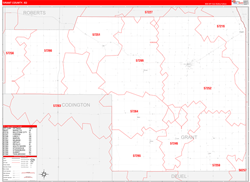 Grant County, SD Wall Map Zip Code Red Line Style 2024
