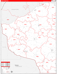 Grant County, WI Wall Map Zip Code Red Line Style 2026