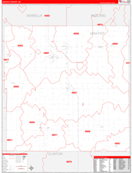 Gratiot County, MI Wall Map Zip Code Red Line Style 2024