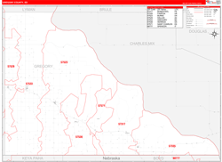 Gregory County, SD Wall Map Zip Code Red Line Style 2024