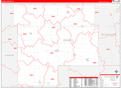 Grundy County, IA Wall Map Zip Code Red Line Style 2026